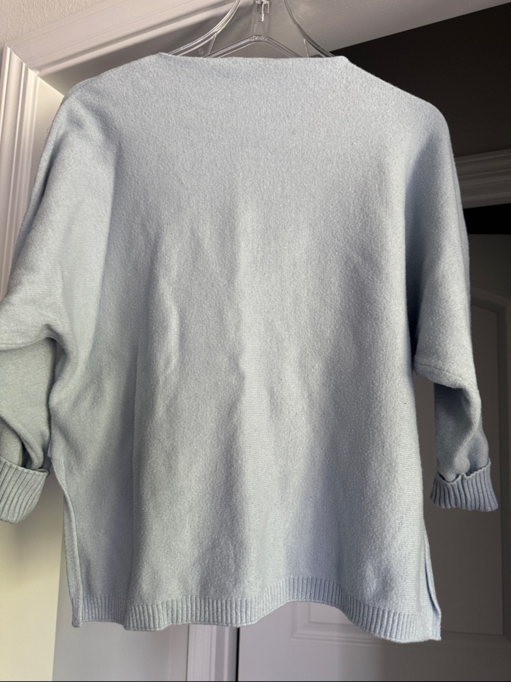 Cozy Light Blue Crewneck Women's Sweater - Picture 4 of 5